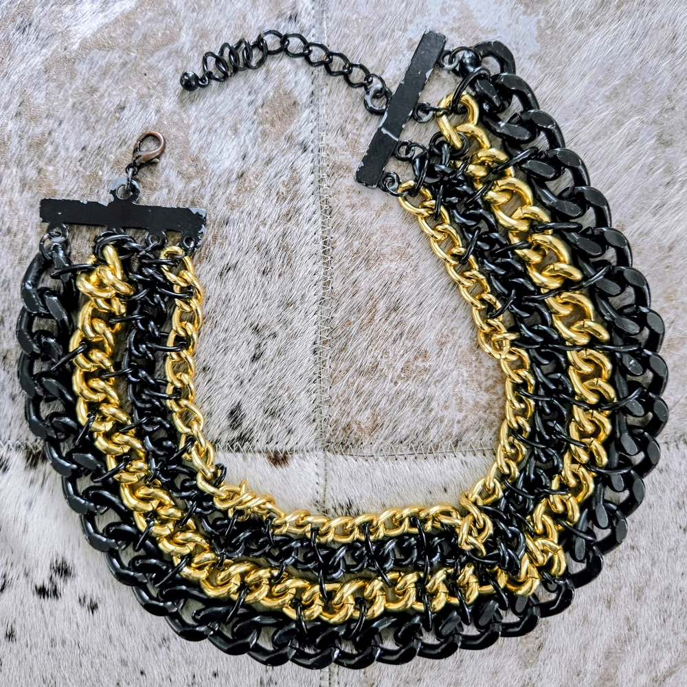Gold and Black Chain Necklace